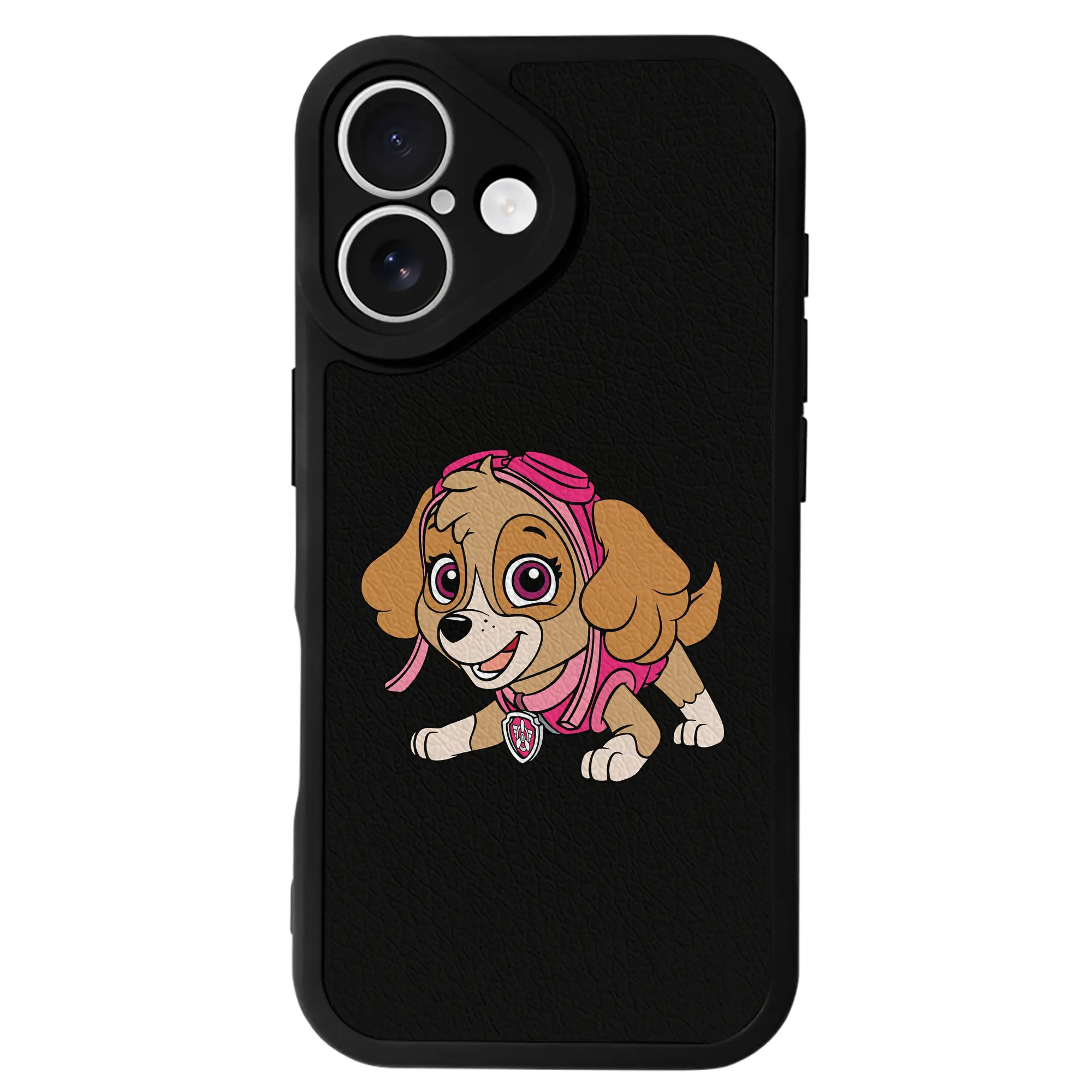 パウ・パトロール グッズ,スカイ - IPhone 16シリーズ対応 ・ シリコンスマホケース ・ レザー調 ・ 高精度フィット ・ 耐衝撃 ・ ワイヤレス充電対応 ・ 精密カット